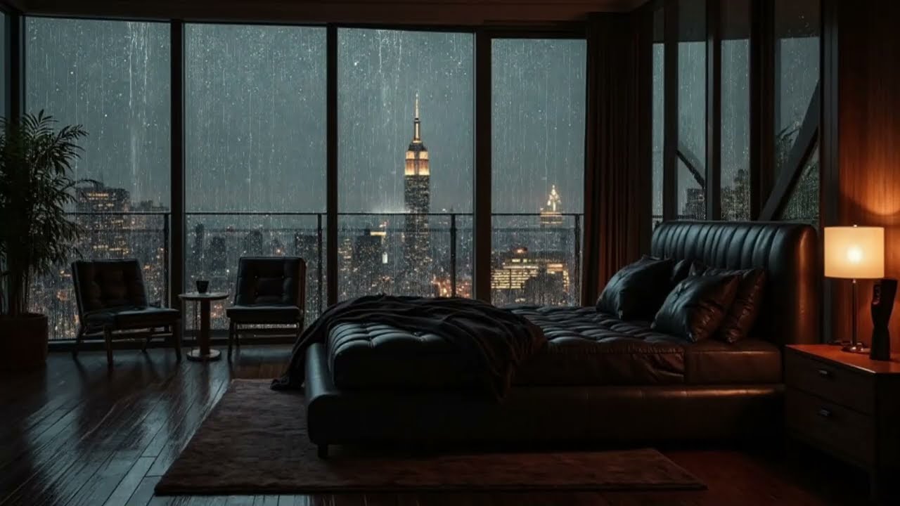 Rainy Night in Bed- Soft Jazz, Cozy Bedroom Rainy Night Vibes