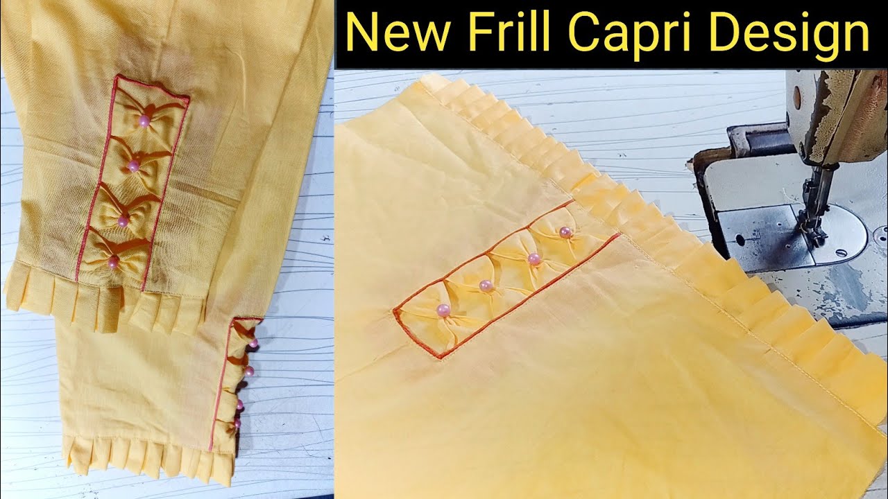 New capri design cutting and stitching | capri design with pearls | frill capri design