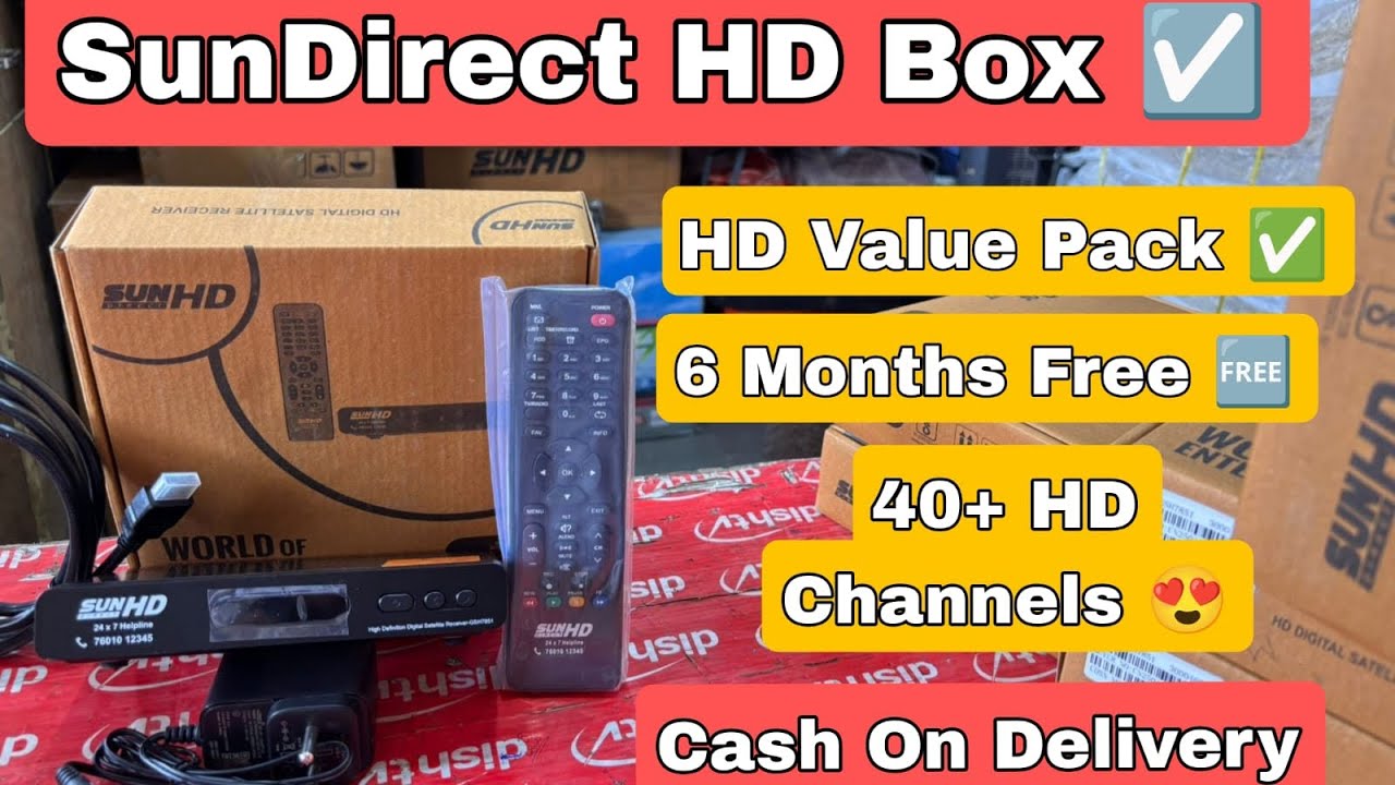 Sun Direct Basic Pack SUNDIRECT HD Box New Model | HD value Pack 6 Months free | Hd box HD ...