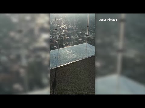 DON'T LOOK DOWN: Sky-deck at Chicago's famed Willis Tower cracks while family's on it