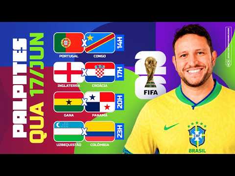 PALPITES COPA DO MUNDO 2026 - PORTUGUAL X CONGO, INGLATERRA X CROÁCIA, GAN X PAN, UZB X COL 17/08