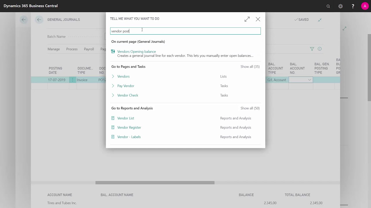 Opening Entries for Vendors - Microsoft Dynamics 365 Business Central ...