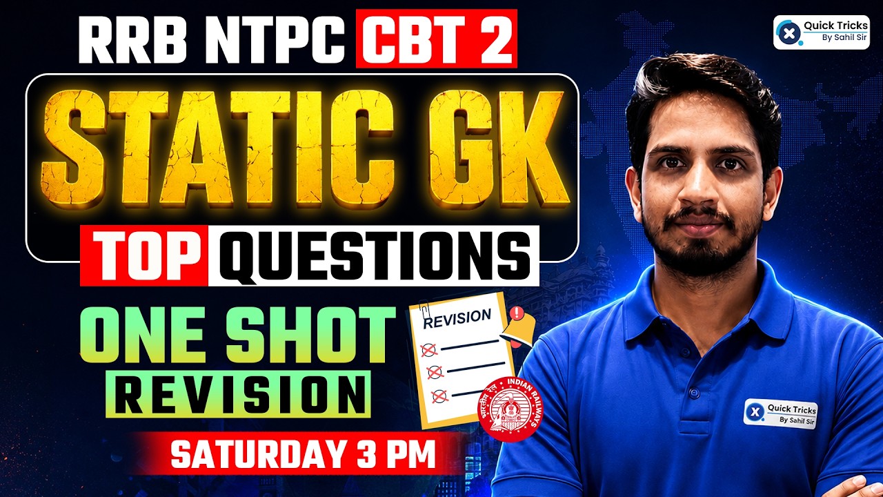 RRB NTPC CBT 2 2026 | NTPC Static GK Top Questions🔥| Shashank Sir