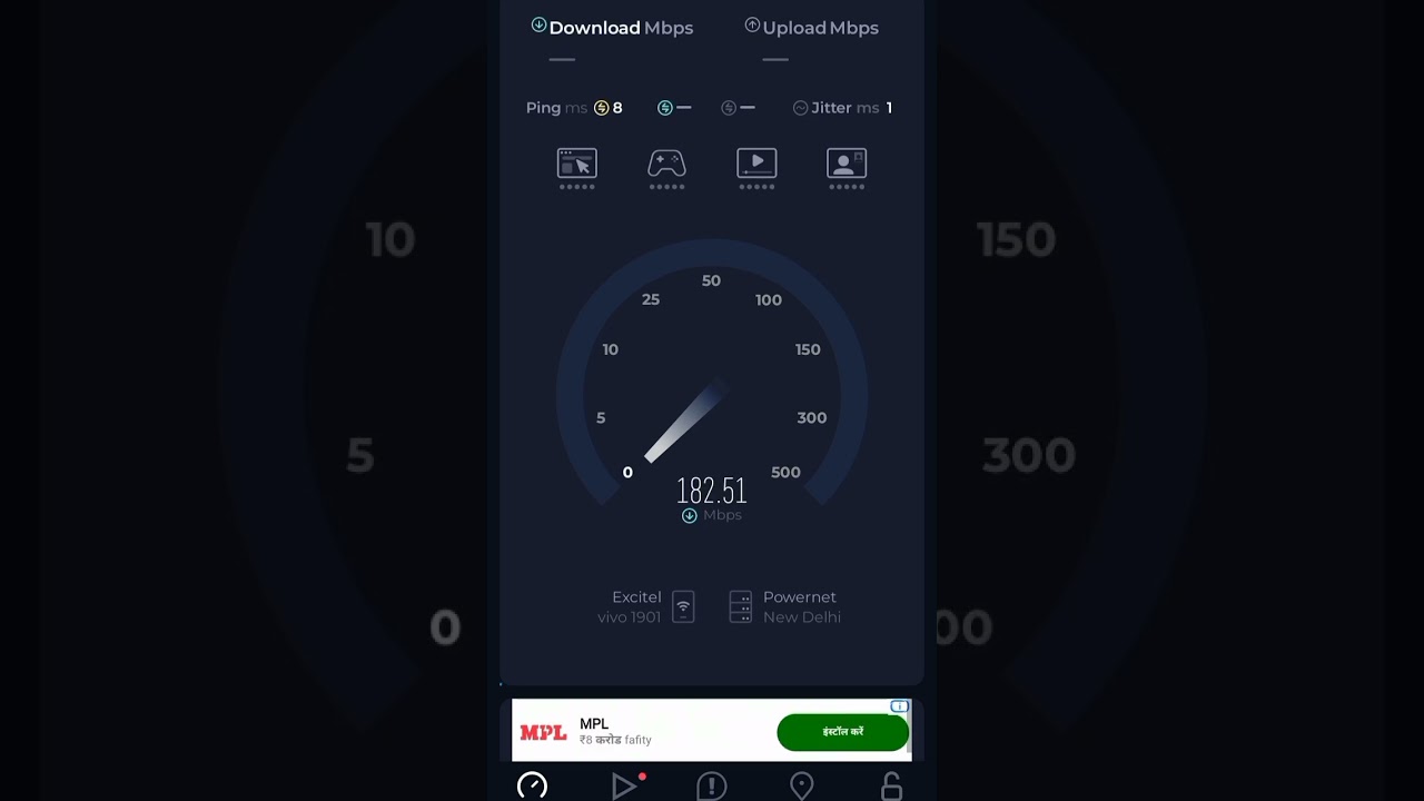Excitel 200mbps speed test in Delhi NCR Region.  