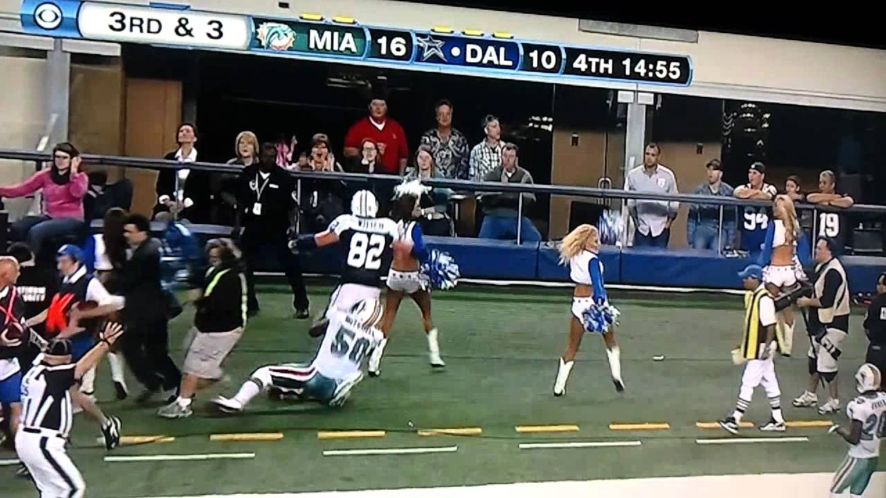 Cowboys Jason Witten tackles Cheerleader ( In HD) YouTube