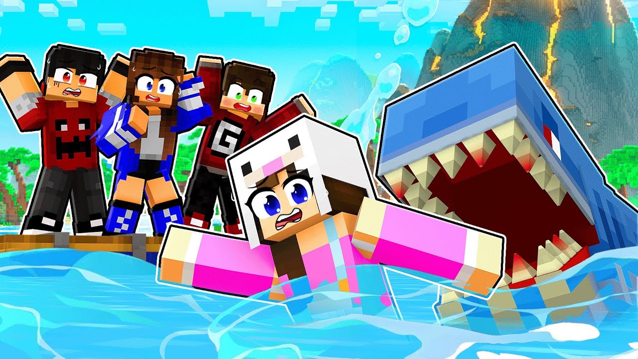 COELHA foi ATACADA por um TUBARÃO no Minecraft ! - RaftCraft 3