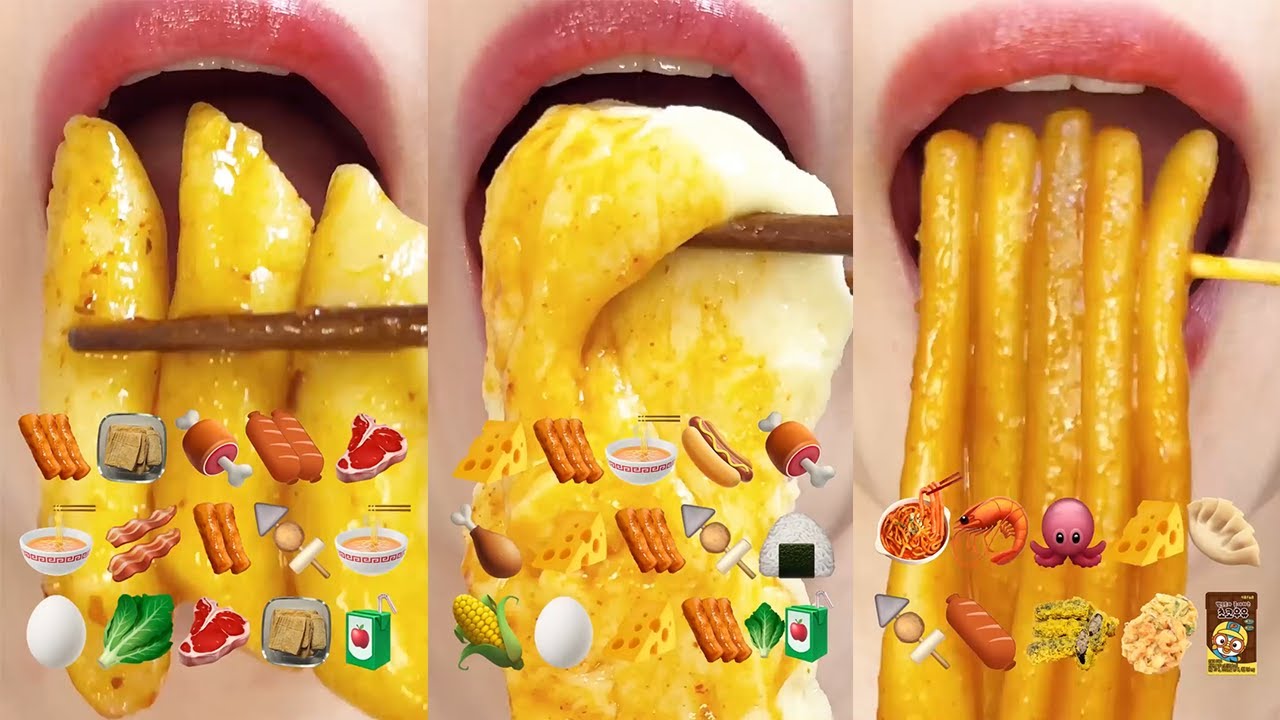 asmr SPICY CHEESE TTEOKBOKKI 매운 치즈 떡볶이 모음집 MUKBANG eating sounds