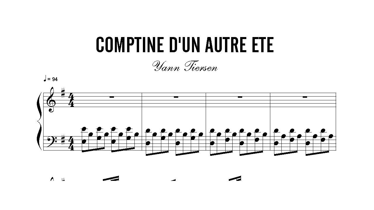 Partitura: Yann Tiersen - Comptine D'un Autre Ete | Clases de