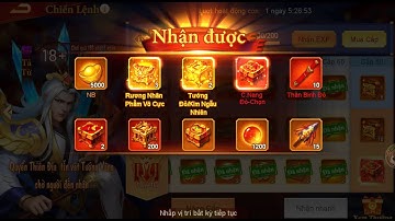 Danh Tướng 3Q Nạp gói chiến lệnh, up tử thượng nb5, quay thần thú đỏ, mở rương Nhân phẩm vô cực