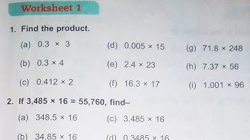 Dav Class 5 Math Unit 7 Worksheet 1  || Multiplication & Division of Decimals || @madhubanclasses