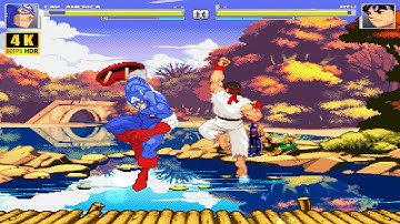 Super Soldier Vs Hadou Master! 💥 Captain America Vs Ryu MUGEN: The Best Crossover Fight! 4K 60FPS!