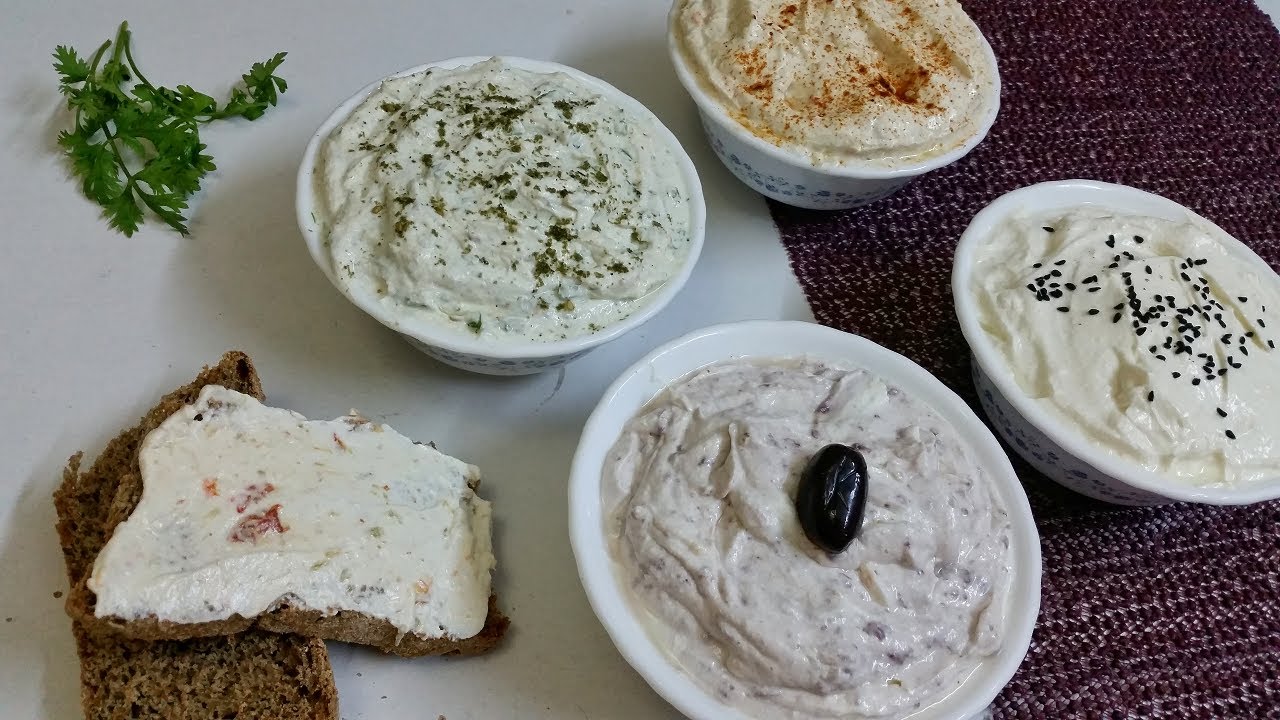 طريقة عمل جبنة كريمى لايت من الجبنة القريش هانعمل 4 اطعم مختلفة الفلفل المشوى / الاعشاب / ثوم زيتون