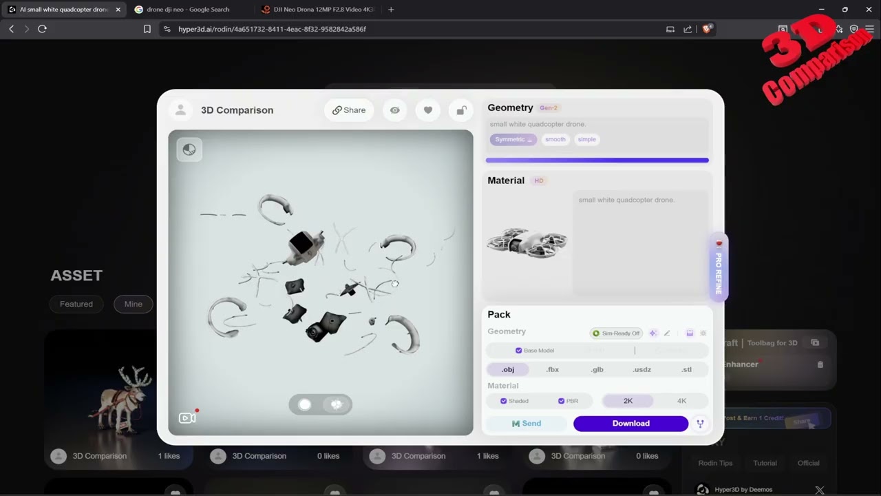 3D Generative AI Rodin DJI Neo Drone 