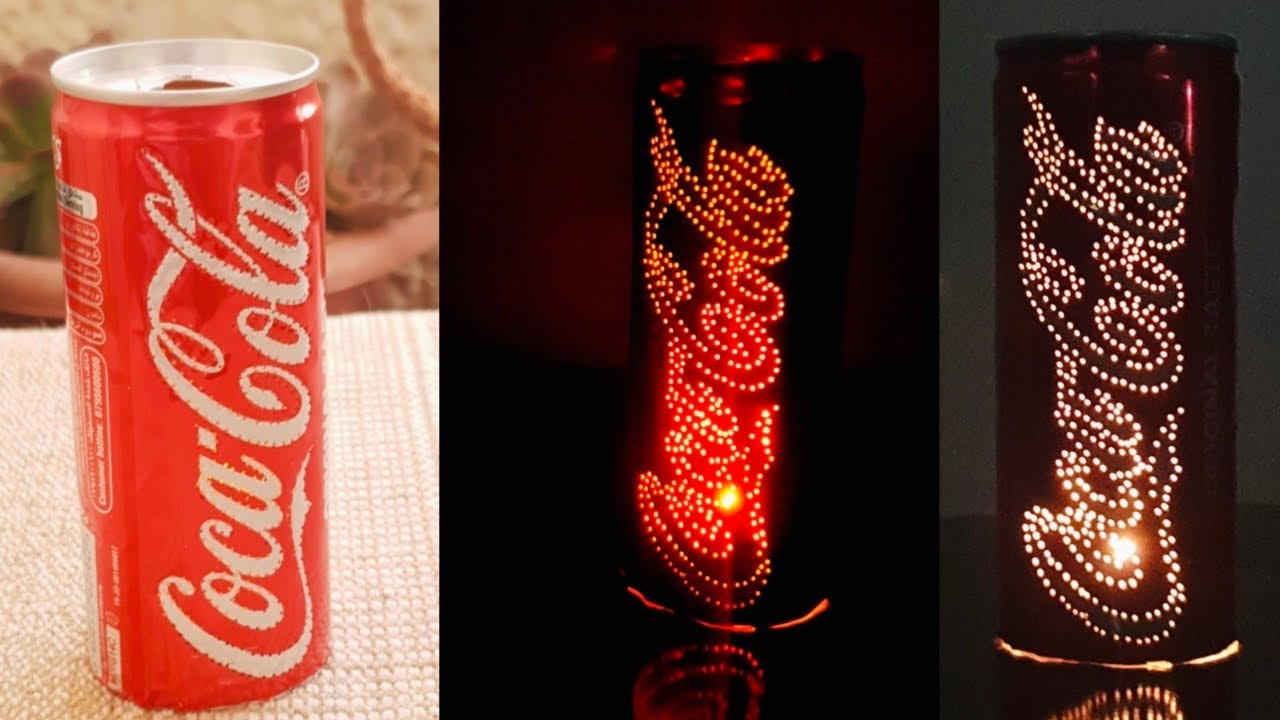 Turning soda can into night lamp. Diy Coke tin Lamp. Trash into ...