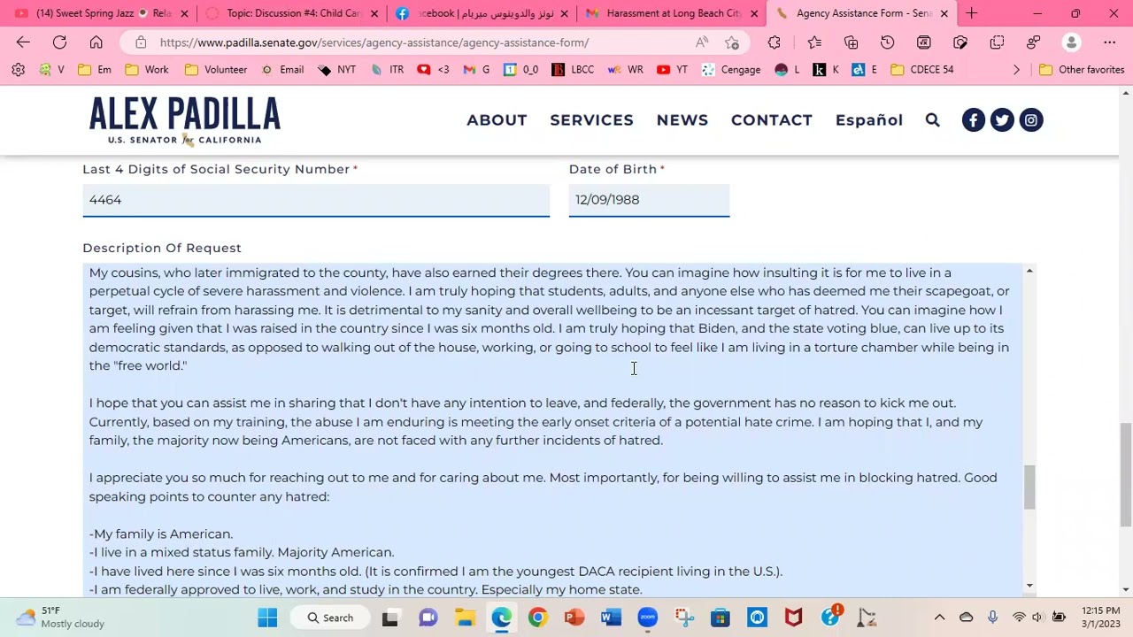 Long Beach City College Harassment and Alex Padilla