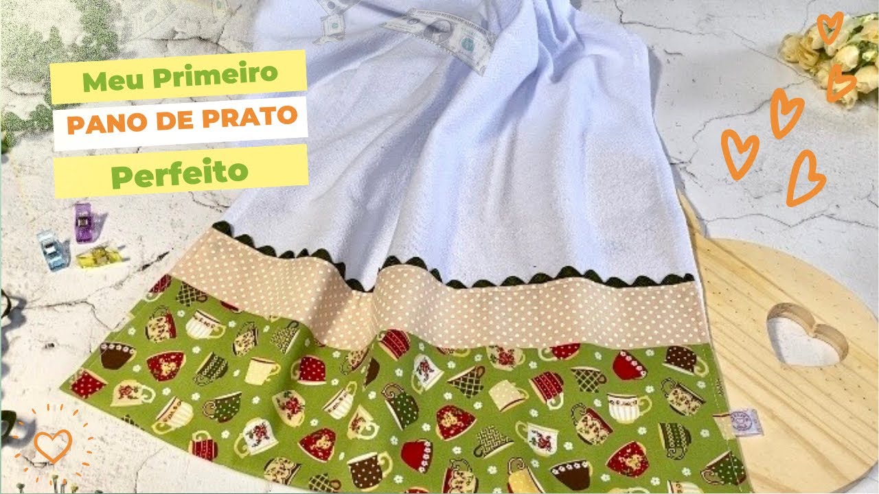 Meu Primeiro Pano de Prato ❤️Com Barrado Perfeito / Passo a Passo Detalhado