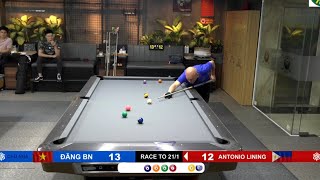 Billiards pool 10 ball Đãng Bắc Ninh vs Antonio Lining race to 21 [Part 2]