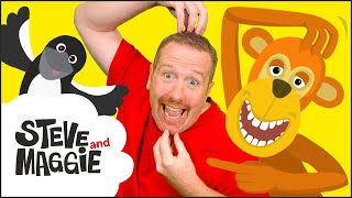 funny monkey mime game with steve and maggie animals for kids wow english tv