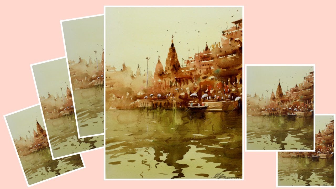 Banaras Ghat Watercolour Painting,Analogues Colour Wheel Formula By Achnitya Hazra