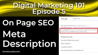 On Page SEO | Meta Description | Episode 5 | Digital Marketing 101