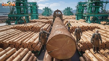 Inside USA Most Advanced Wood Sawmill Factory: Automatic Sawmilling Line Logs to Lumber Insane Speed