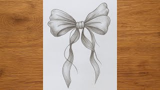 Simple bow tie drawing with pencil for beginners | How to draw a bow tie?🎨