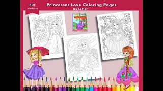 PRINTABLE COLORING Princesses in Love – Coloring Book and Dot to Dot Activity Book screenshot 2