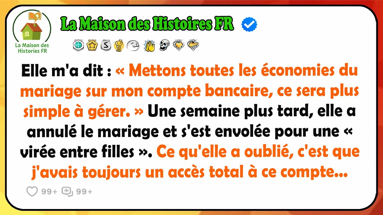 Elle m'a envoyé un texto pour annuler notre mariage, puis elle est partie à Ibiza avec ses copines en utilisant l'argent qu'on avait économisé ensemble. Moi, je suis resté là, à annuler le...