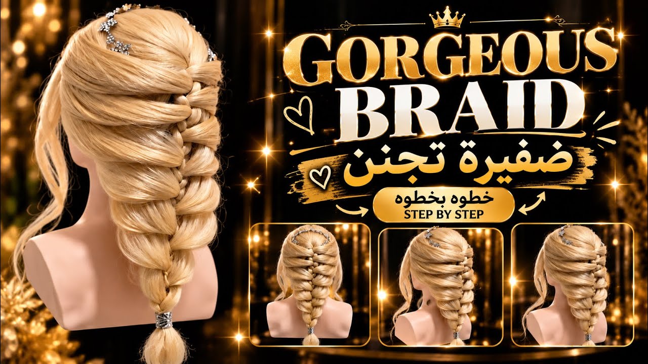 Pull Through Braid Tutorial ضفيرة عريضة خطوة بخطوة - YouTube