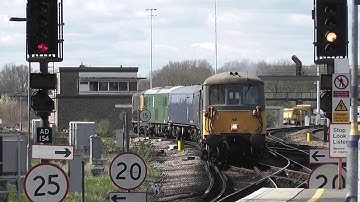 (HD) GBRf 73107 + 73109 + 2 Barrier coaches + 73136 & 73206 depart Tonbridge - 19/3/12