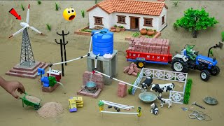 DIY Mini Tractor Builds Windmill & Water Tank System | Using Bricks | Science Project | @topminigear