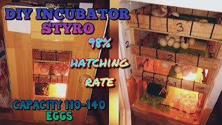 incubator STYRO with 110-140 eggs capacity na may 98% hatching rate | at kung paano ginawa at design