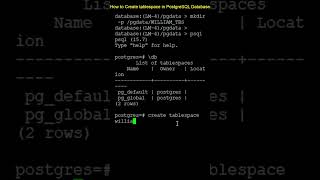 Creating Tablespace in PostgreSQL database #database