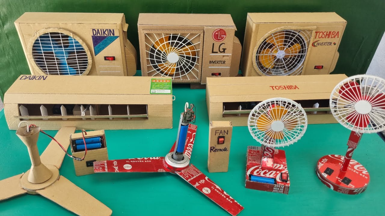 DIY toy collection, remote-controlled ceiling fan, and fully functional air conditioner.