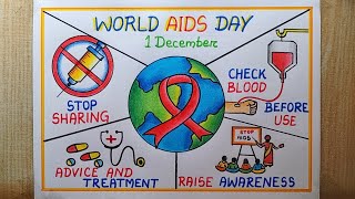 World AIDS Day Poster Drawing easy, 1st dec| AIDS day drawing| How to Prevent AIDS disease Drawing