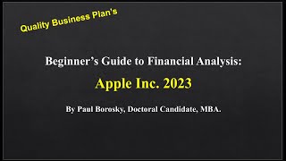 Apple 2023 Beginners Guide To Financial Ysis And Financial Ratios By Paul Borosky, Mba.