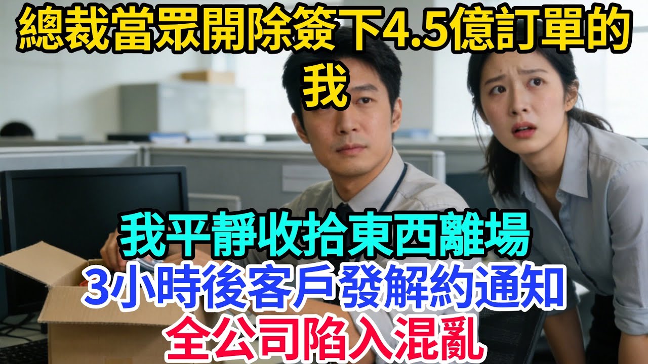 總裁當眾開除簽下 4.5 億訂單的我，我平靜收拾東西離場，3 小時後客戶發解約通知，全公司陷入混亂【情箋故事鋪】#爽文#故事#小说#正能量#流量#職場#職場文化#完結