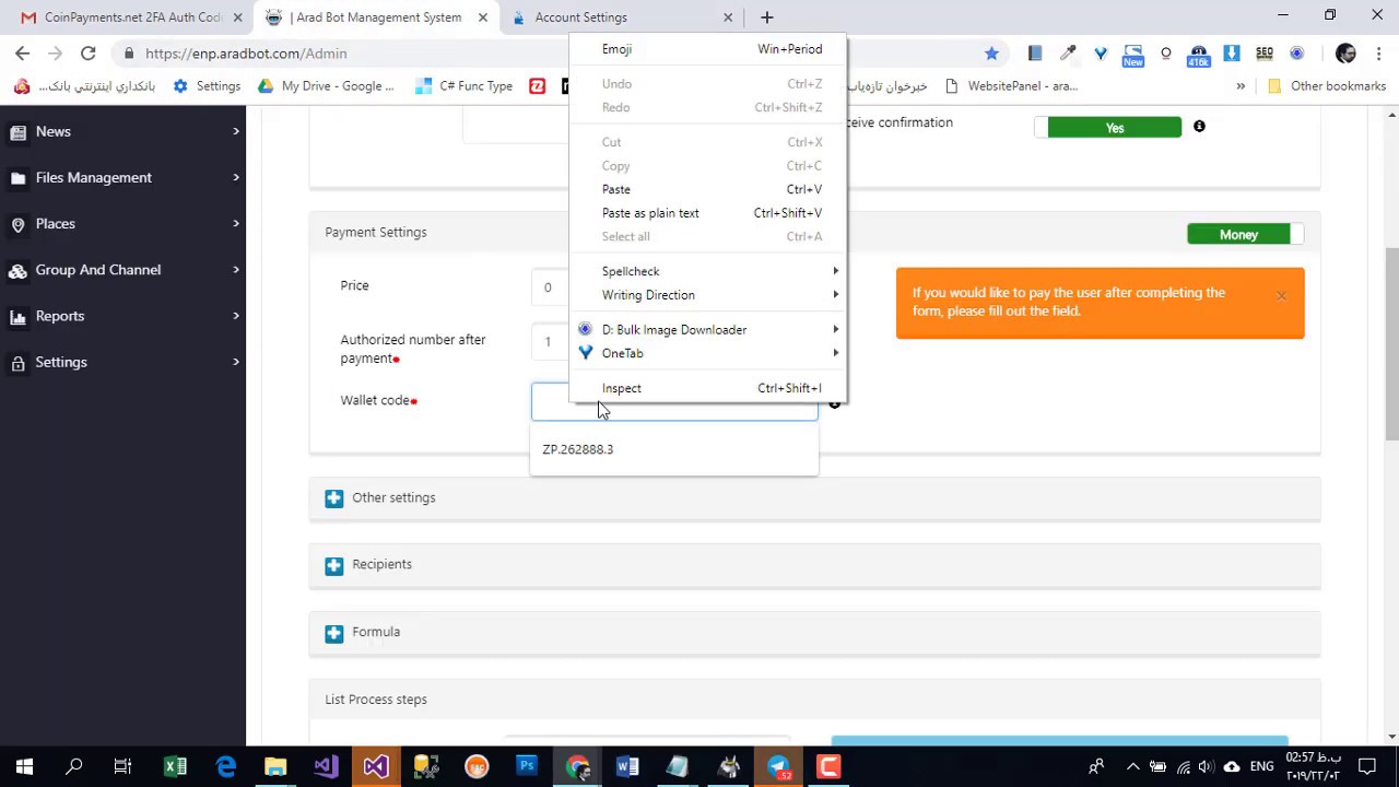 how to create telegram bot with crypto gateway (coinpayments.net gateway)