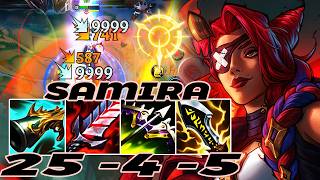 WILD RIFT SAMIRA ADC GAMEPLAY | 25 -4 -5 MVP | SAMIRA BUILD RUNES