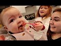 NAVEY eats BABY FOOD!!  Adley Feeds her Sister and hidden Farm Bags for Spacestation integrations 💰