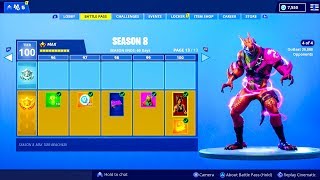 *NEW* FREE SEASON 8 BATTLE PASS (100 Tiers UNLOCKED) Fortnite Battle Royale