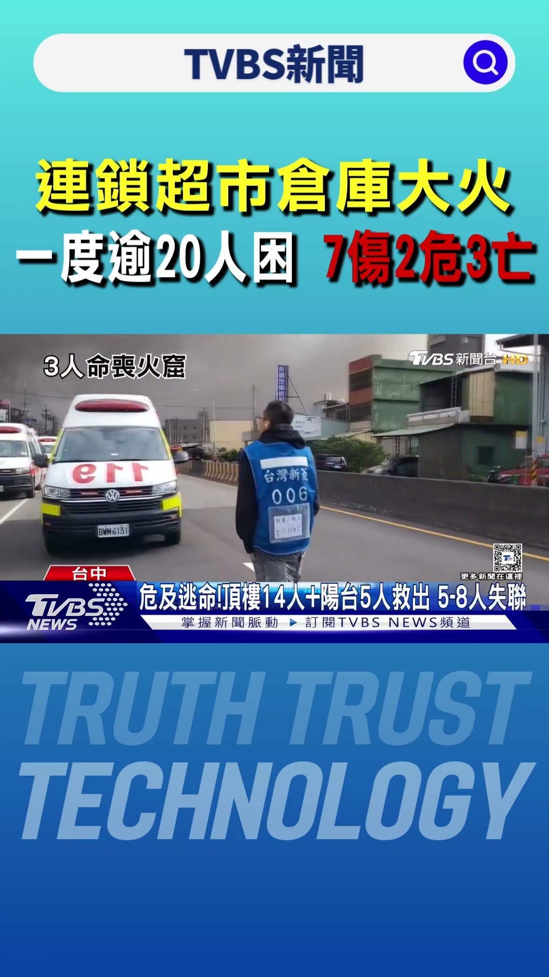 連鎖超市倉庫大火 一度逾20人困 7傷2危3亡｜TVBS新聞 @TVBSNEWS01