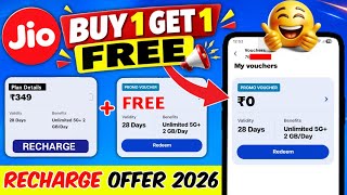 Jio Free Recharge Offer | Jio Buy 1 Get 1 Free 349 + 299 Recharge Free Voucher | MyJio App Offer screenshot 5