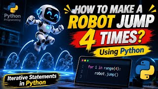 🤖 How to Make a Robot Jump 4 Times Using Python | Iterative Statements Explained 🐍