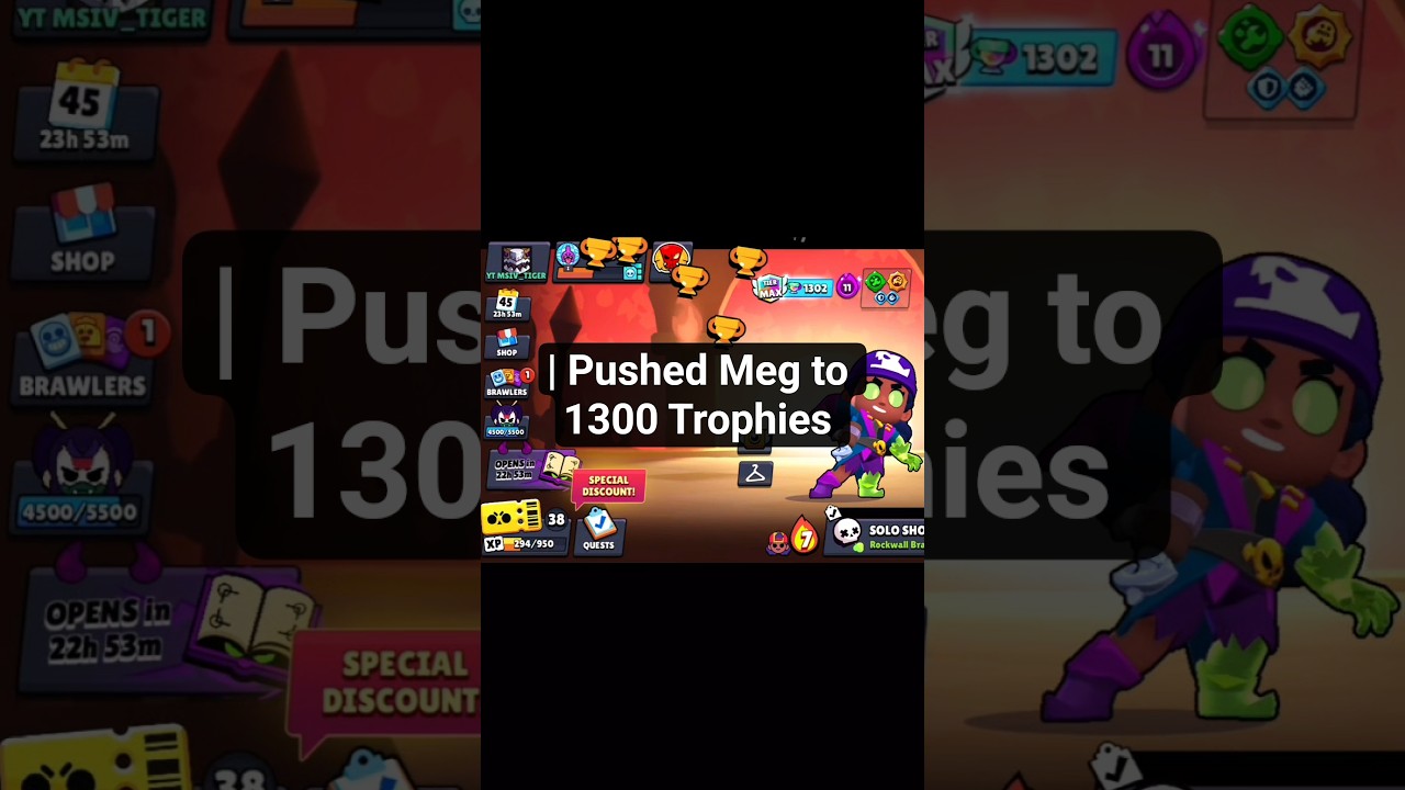 | Pushed Meg to 1300 Trophies in Brawl Stars🥱