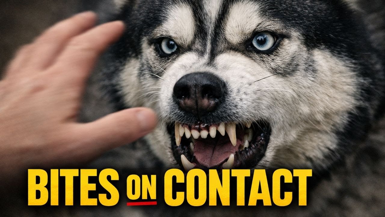 Этот хаски кусал всех, кто прикасался к его голове.