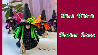 Gnome Mini Witch Halloween without sewing, Easy No-Sew Felt Mini Witch Gnome witch's broom  HandMade