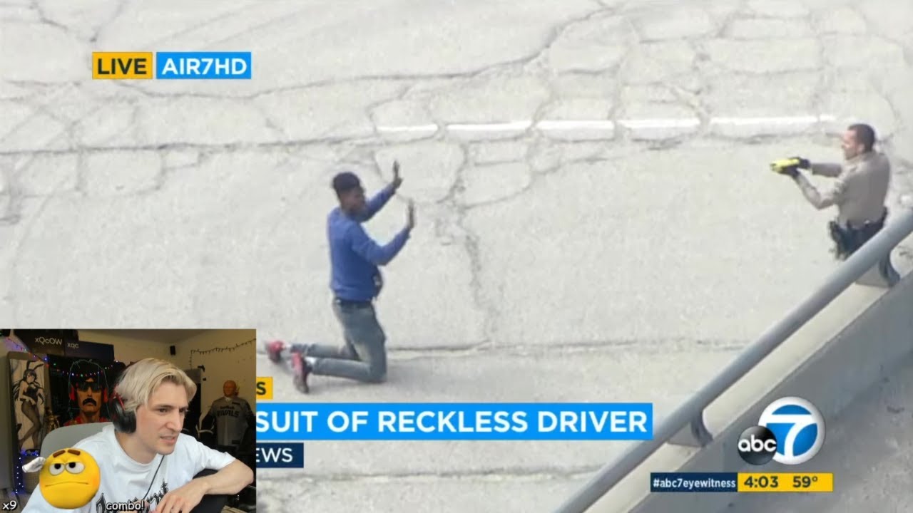 xQc reacts to Police Chase Suspect getting caught - YouTube