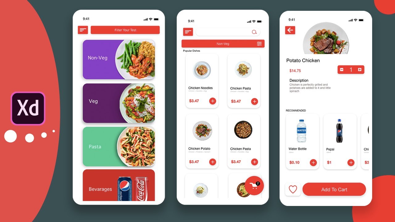 Food Delivery App UI Design | Adobe XD - Bombofoods