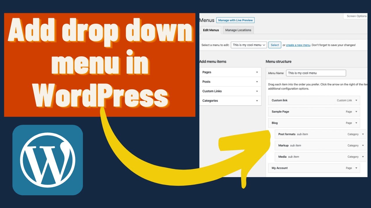 How to Add Drop Down Menu in WordPress in Hindi | Step by Step 2022 ...